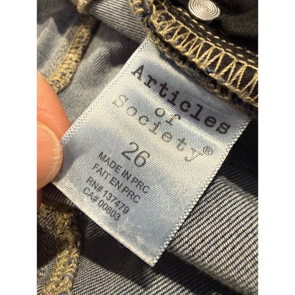 Articles of Society Dark Wash Skinny Jeans Raw Frayed Hem 24 Inseam - Picture 10 of 15